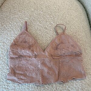 Free People Crochet Lace Bralette in Mauve Taupe
